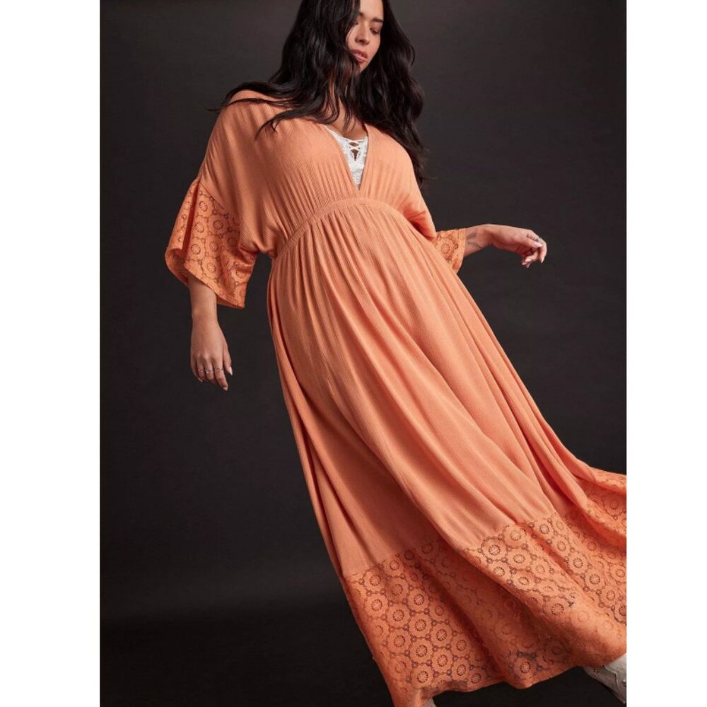 Torrid 2 Pheasant Festi Lace Trim Maxi Dress 2X 18 20 - Picture 7 of 11